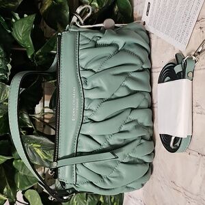 Gianni Chiarini NWT Sheepskin Green Quilted Baguette Crossbody/shoulder Bag